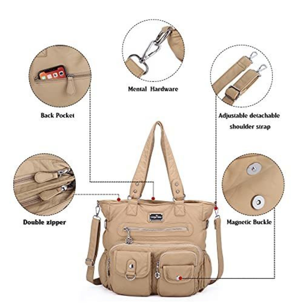 Soft PU Leather Handbag – Hobo, Satchel, Tote & Crossbody Travel in Beige - Picture 5 of 7